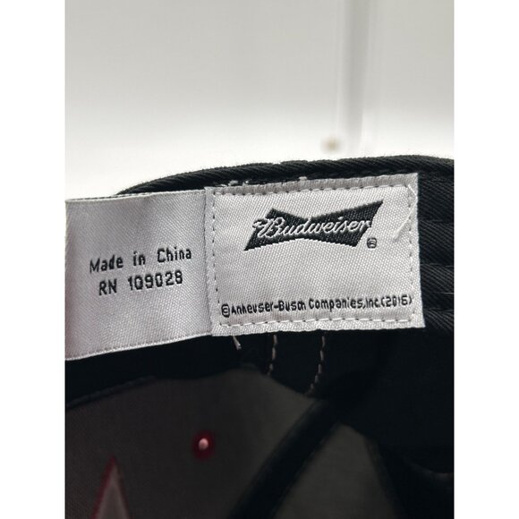 Budweiser Black & Red Baseball Cap With White Stitching Adjustable Strapback Hat - Picture 6 of 7